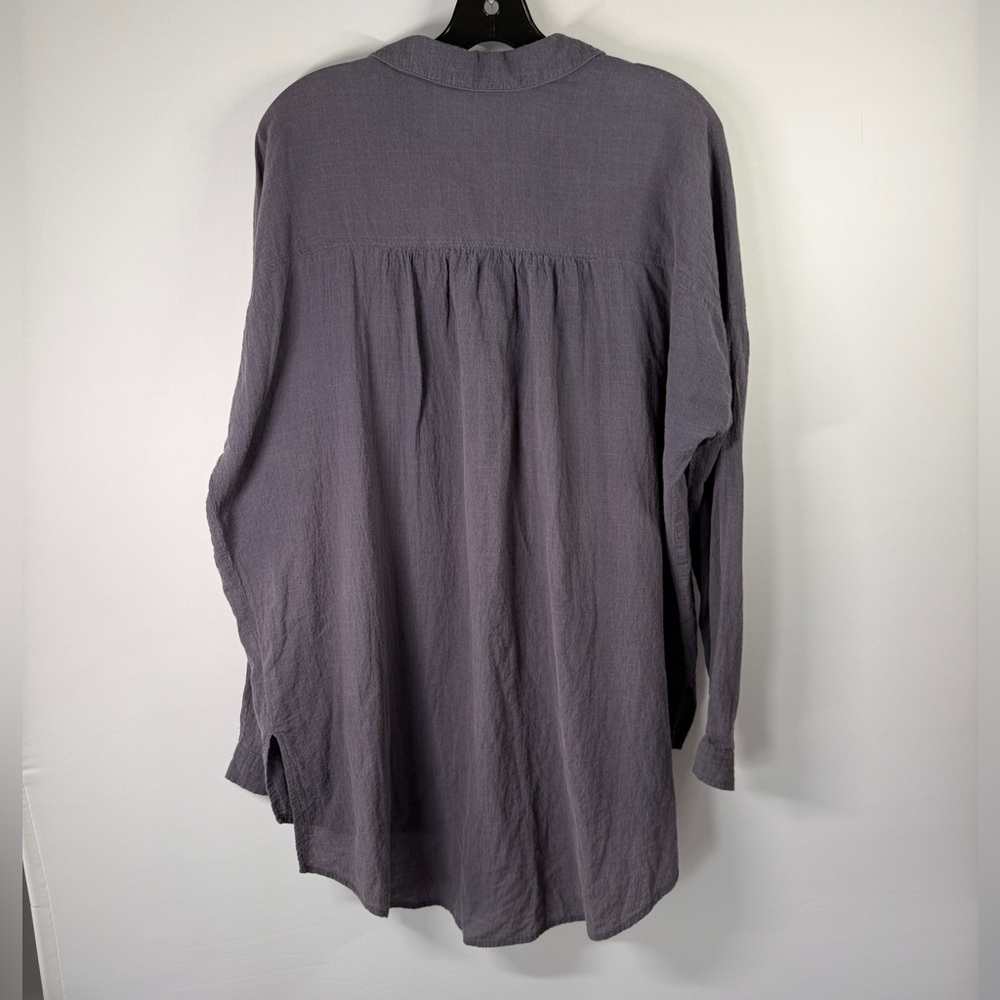 Free People‎ Crinkled Button-Down Tunic Shirt – Dark Mauve – Size S - Picture 7 of 7